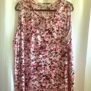 3X Sleeveless Blouse Pink/Black/White Pattern